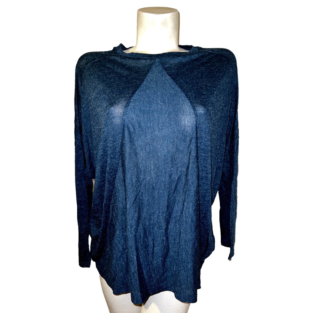 Old Navy Womens Size L Blue Heathered Dolman Long Sleeve Pleated Front Top NWT
